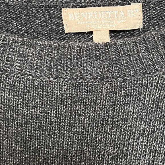 Benedetto B Italy Cashmere Wool Blend Chic Ruffle Hem Sweater Sz L - Picture 4 of 6